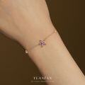 wholesale S925 Sterling Silver Flower and Star Charm Bracelet with Diamonds, Women's Light Luxury Minimalist Trendy Cross-Border Jewelry-0-2