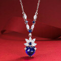 wholesale S925 Silver with 8*8mm Royal Blue Sugar Loaf Zircon, New from MuJing Jewelry-0-0