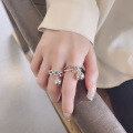 wholesale S925 Sterling Silver European and American Exaggerated Round Ball Wish-Fulfilling Tassel Trendy Versatile Open Ring-0-3