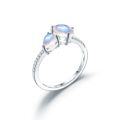 wholesale S925 Sterling Silver Natural Gemstone Ring Dainty Cross-Border Cream Blue Moonstone Ring for Women-0-0