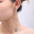 wholesale 925 Sterling Silver Gold Plated New High-End Textured Long Earrings with Natural Green Chalcedony Korean Style Gemstone Earrings-0-2