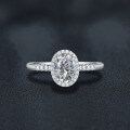 S925 Sterling Silver Moissanite Oval Adjustable Open Ring-0-0