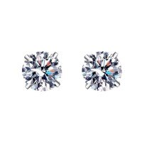 Sterling Silver XYL925 Classic Four-Prong 1ct 2ct Moissanite Stud Earrings Bulk Wholesale-6.5mm 【Eight Hearts and Eight Arrows Zircon】 925 Silver
