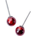 wholesale S925 Silver Pomegranate Red Earrings for Women, Lovely Red Sphere Studs, Elegant Retro Minimalist Accessories E6295-0-4