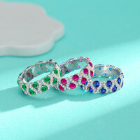 wholesale S925 silver new trendy Douyin hot-selling diamond-embedded jewelry wholesale, light luxury fashion OL temperament closed-ring for women-Red (zircon) ring US 8