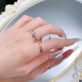 wholesale S925 silver three-circle intertwined ring with luxurious and fashionable design, same as Xiaohongshu style-0-3