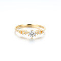 Champagne Gold Plated Sterling Silver Moissanite Six-Prong Crown Princess Ring-0-3