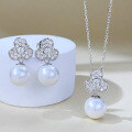 wholesale S925 Silver Floral Pearl 11mm Necklace for Women, Small and Exquisite, Chinese Style, Elegant Pendant, Versatile Collarbone Necklace-0-4