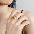 S925 Silver 2ct Champagne Yellow Oval Moissanite Ring for Women-0-3
