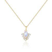 wholesale S925 Sterling Silver Natural Creamy Blue Moonstone Necklace for Women,-Natural moonstone necklace