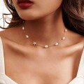 wholesale S925 Sterling Silver Cloud-Pull Jewelry Starfish Pearl Choker Necklace, Fashion Design Direct from Manufacturer Wholesale-0-2