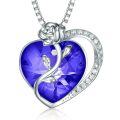 wholesale 925 Sterling Silver Rose Heart Necklace with High-End Swarovski Gemstone Ruby Pendant for Women-0-12