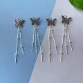 wholesale S925 silver butterfly bead tassel pendant DIY crystal bracelet necklace string braided cord silver jewelry accessories drop-0-2