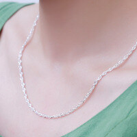 wholesale 999 Sterling Silver Maker's Square Ripple Chain Necklace for Women, Collarbone Chain, Thin Chain, Braided Plain Chain Necklace, Live Streaming Hit-1000-pure silver square water wave chain (3g-45CM)>pure silver