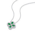 wholesale 925 Silver Iridescent Pendant with Chain Cultivated Emerald Silver Jewelry Necklace Luxe and Sophisticated-0-4