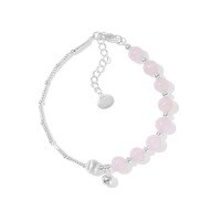 wholesale [925 Sterling Silver] Little Red Book Hot-selling Pink Crystal Bracelet for Women, Fashionable Spliced Chain Link Bracelet, Cute and Sweet Delicate Women's Jewelry-Silver Rose Quartz DY150407-SS-PK 925 Silver