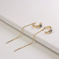 wholesale S925 Silver Needle Instagram Style Gemstone-Encrusted Floral Drop Earrings for High-Quality Wholesale-0-1