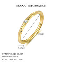 wholesale S925 Sterling Silver Geometric Square Star Ring With Shiny Zircon, Light Luxury, Versatile,。-K2068-Gold 7