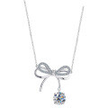 Sterling Silver Moissanite Bow Pendant Necklace for Women-0-3