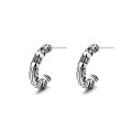 wholesale S925 Sterling Silver Retro Vintage Tribal Pattern C-Hoop Earrings Ethnic Minimalist Style Designed Trendy Earrings-0-4