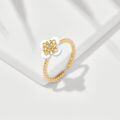 wholesale S925 silver gold-plated vintage style four-leaf clover white mother-of-pearl twisted wire ring, Dunli Jewelry 22 summer new collection-0-1