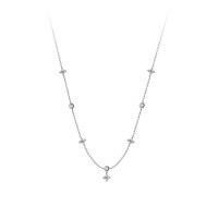 wholesale S925 Sterling Silver Fashionable And Luxurious Four-leaf Clover Zircon Necklace For Women, Versatile High-end Ins Style Tassel Collarbone Chain-A2336-White Gold 925 Silver