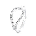 wholesale S925 silver vintage distressed geometric twisted rope creative niche trendy unique design open ring-0-6