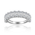 wholesale 18k Gold Plated S925 Silver 3*5mm Emerald Cut Moissanite Women's Eternity Ring-0-0