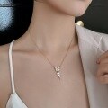 wholesale S925 Sterling Silver Singapore Mother-of-Pearl Long Butterfly Necklace, Minimalist Niche Design Trendy Elegant-0-1
