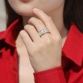 Sterling Silver Men's Square Moissanite Ring, Micro-Set Fashion Trend-0-1