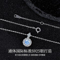 S925 Sterling Silver Aquamarine Moissanite Full-Diamond Necklace for Women-0-0