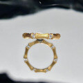 wholesale S925 Sterling Silver Vintage Brushed Bamboo Joint Ring for Women, French-style Luxury Retro Exquisite Fashion Statement Ring-0-1