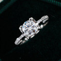 S925 Silver 18K Gold Moissanite Engagement Ring for Women, Bull Head Design-0-0
