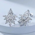 wholesale S925 Sterling Silver Marquise Stud Earrings for Women, Fashionable Commuter Style with Inlaid Design-0-0