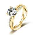 wholesale 9/10/14/18k Gold Rose Gold Yellow Gold Double Arm Unique Design 1ct Moissanite Ring Unisex-0-4