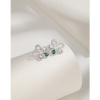 wholesale S925 sterling silver zirconia flower stud earrings for women, small batch design, luxurious and elegant vintage-inspired statement jewelry-Flower earrings platinum &gt; 925 silver