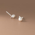 wholesale S925 Silver Korean Version Pearl Series Cat Stud Earrings Simple and Elegant Women's Ear Jewelry M02712-0-4
