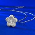 wholesale S925 Silver Gold-Plated Small Floral Pendant Necklace with Pulled Finish, Featuring a Golden Flower Design in New Chinese Style-0-3