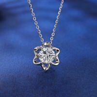 wholesale 925 Sterling Silver New 15ct Moissanite Floral Pendant Necklace for Women, Versatile Small Design Luxury Collarbone Chain-TL010176 (zircon)>925 silver