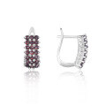 wholesale S925 Sterling Silver Elegant Natural White Topaz Earrings with Black Garnet Ear Studs, British Clasp, One-Piece Silver Earrings-0-4