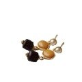 wholesale S925 Silver Natural Old Beeswax Amber Pearl Earrings Russian Material Chicken Oil Yellow Stud Earrings-0-4