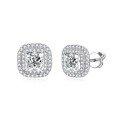 wholesale 18k Gold Plated S925 Silver Classic Princess Cut 1 Carat Full Moissanite Stud Earrings-0-0