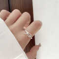 wholesale S925 Sterling Silver Fashion Korean Japanese Cute Bow Unique Trendy Niche Luxury Adjustable Ring-0-1