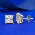 wholesale S925 Silver 7*7mm Princess-Cut White Diamond Personalized Style Stud Earrings for Cross-Border E-Commerce-0-1