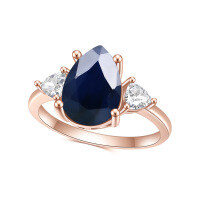 wholesale Rose Gold S925 Sterling Silver Inlaid Sapphire Ring with a Premium Luxurious 8*12mm Gemstone-S925 silver + natural optimized sapphire US size 6