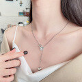 wholesale S925 Sterling Silver Lock-shaped OT Buckle 3D Heart Necklace, New Ins Versatile Necklace-0-1