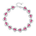wholesale S925 Cross-Border Fashion Heart-Shaped Colorful Zircon Bracelet High-End Peach Heart Zircon Jewelry Wholesale Live Streaming Hot Selling-0-4
