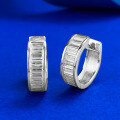 wholesale S925 silver jewelry, cross-border trapezoidal rectangular cold-toned unisex baguette hoop earrings for AliExpress-0-0