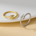 wholesale S925 Sterling Silver Exquisite Minimalist Stylish Niche Design Diamond-Inlaid Snake Ring R02256-0-0