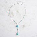 wholesale S925 Sterling Silver Y-Shaped Turquoise Pendant Necklace, Women's Versatile Minimalist Jewelry with a Touch of Elegance-0-1